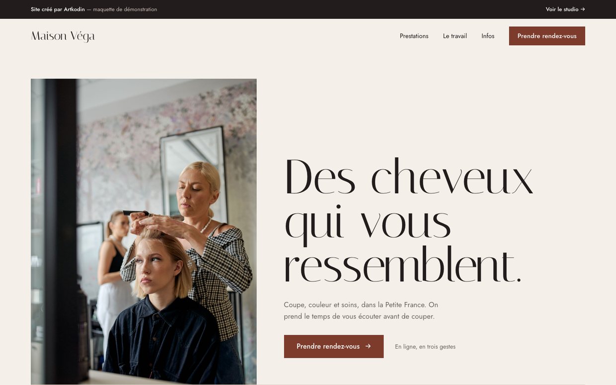 Site du salon de coiffure Maison Véga